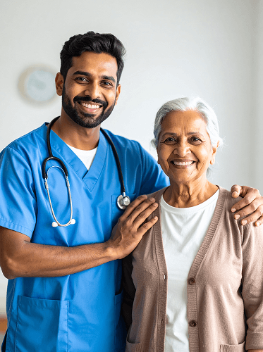 Wellness manager assisting senior